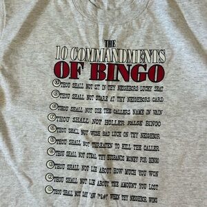 The 10 Commandments of Bingo Vintage Gray Graphic Crop Top Single Stitched